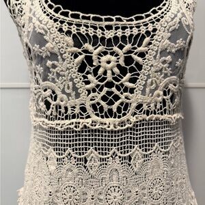 Cream Crochet Lace Beach Coverup Dress